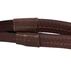 Engelse leren hoofdstel met rubberen teugels Genesis Equestro Donkerbruin Engelse leren hoofdstel met rubberen teugels Genesis Equestro Donkerbruin