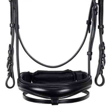 Engelse leren hoofdstel met glitters zonder teugels Equestro Zwart