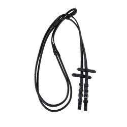 Engelse leren hoofdstel met Deco Equestro borduursels Zwart