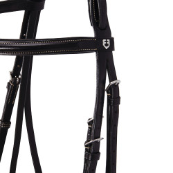 Engelse leren hoofdstel met Deco Equestro borduursels Donkerbruin