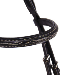 Engelse leren hoofdstel met Deco Equestro borduursels Donkerbruin