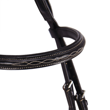 Engelse leren hoofdstel met Deco Equestro borduursels Donkerbruin