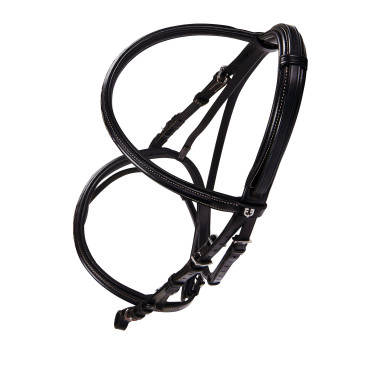 Engelse leren hoofdstel met Deco Equestro borduursels Donkerbruin