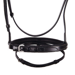 Engelse leren hoofdstel met Deco Equestro borduursels Donkerbruin