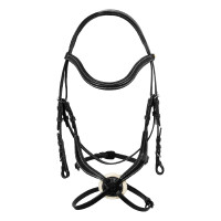 Anatomische Mexicaanse lederen neusriem Equestro Zwart Anatomische Mexicaanse lederen neusriem Equestro Zwart