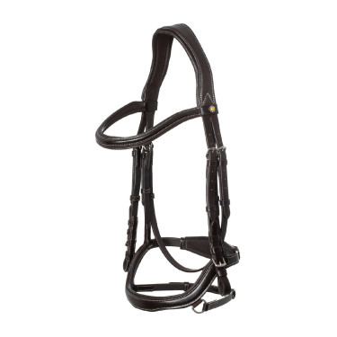 Anatomisch hoofdstel met contrasterende stiksels Micklem Equestro Donkerbruin