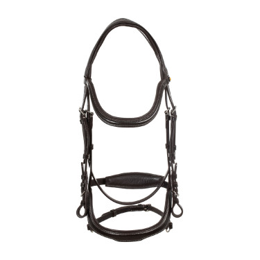 Anatomisch hoofdstel met contrasterende stiksels Micklem Equestro Donkerbruin