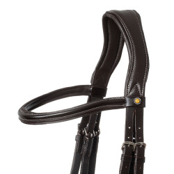 Anatomisch hoofdstel met contrasterende stiksels Micklem Equestro Donkerbruin