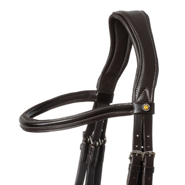 Anatomisch hoofdstel met contrasterende stiksels Micklem Equestro Donkerbruin