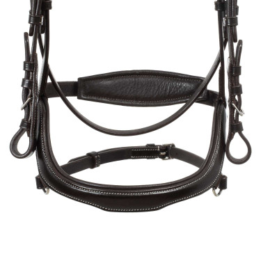 Anatomisch hoofdstel met contrasterende stiksels Micklem Equestro Donkerbruin