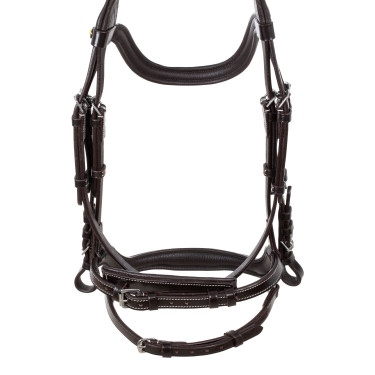 Anatomisch hoofdstel met contrasterende stiksels Micklem Equestro Donkerbruin