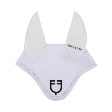 Katoenen anti-vliegennet met centraal logo New Style Equestro Wit