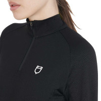 Dames nauwsluitende basislaag met lange mouwen in technisch stof Equestro Zwart / wit