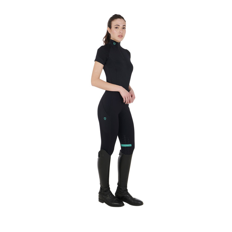 Aansluitende basislaag met korte mouwen voor dames in technisch materiaal Equestro Aansluitende basislaag met korte mouwen voor dames in technisch materiaal Equestro