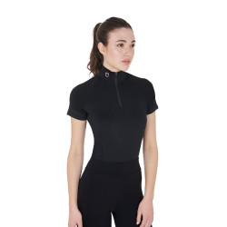 Aansluitende basislaag met korte mouwen voor dames in technisch materiaal Equestro Zwart / lila