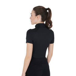 Aansluitende basislaag met korte mouwen voor dames in technisch materiaal Equestro Zwart / lila