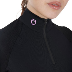Aansluitende basislaag met korte mouwen voor dames in technisch materiaal Equestro Zwart / lila