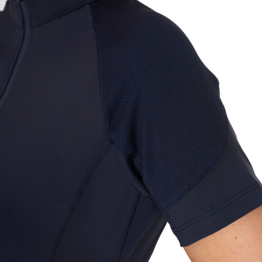 Aansluitende basislaag met korte mouwen voor dames in technisch materiaal Equestro Marine blazer / wit Marineblauw
