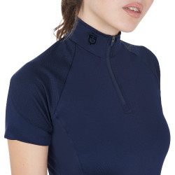 Aansluitende basislaag met korte mouwen voor dames in technisch materiaal Equestro Marine blazer / zwart Marineblauw Aansluitende basislaag met korte mouwen voor dames in technisch materiaal Equestro Marine blazer / zwart Marineblauw