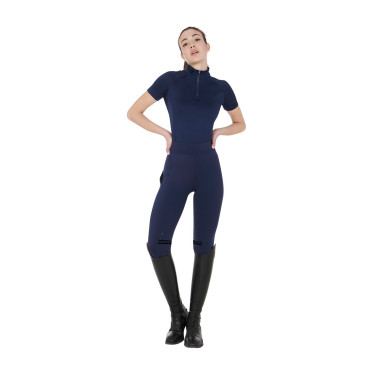 Aansluitende basislaag met korte mouwen voor dames in technisch materiaal Equestro Marine blazer / zwart Marineblauw Aansluitende basislaag met korte mouwen voor dames in technisch materiaal Equestro Marine blazer / zwart Marineblauw
