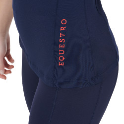 Aansluitende basislaag met korte mouwen voor dames in technisch materiaal Equestro Marine / rood Blauw Aansluitende basislaag met korte mouwen voor dames in technisch materiaal Equestro Marine / rood Blauw