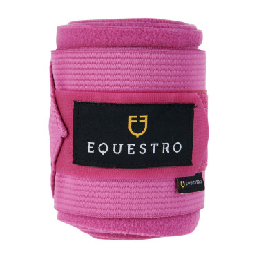 Ademende werkbandages van fleece en elastiek per 4 Equestro Fuchsia Roze