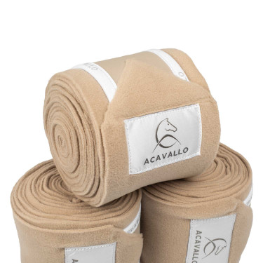 Anti-pilling polobandages met klittenbandsluiting Acavallo per 4 Zand / wit Beige