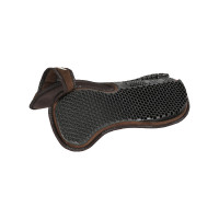 Geheugenschuim schokdemper met verhoogde achterkant en rand van schapenvacht Acavallo Bruin