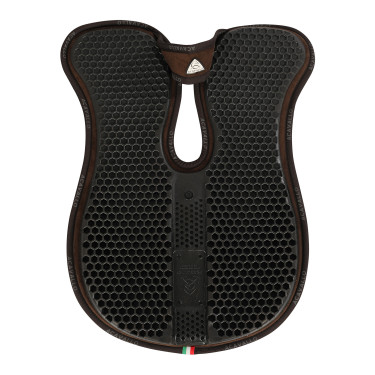 Geheugenschuim schokdemper met verhoogde achterkant en rand van schapenvacht Acavallo Bruin