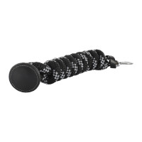 Gevlochten Nylon Longe Acavallo met Leren Uiteinde Zwart