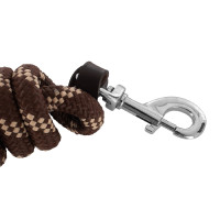 Gevlochten Nylon Longe Acavallo met Leren Uiteinde Donkerbruin