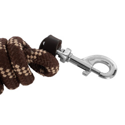 Gevlochten Nylon Longe Acavallo met Leren Uiteinde Donkerbruin