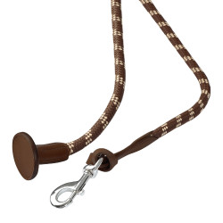 Gevlochten Nylon Longe Acavallo met Leren Uiteinde Donkerbruin