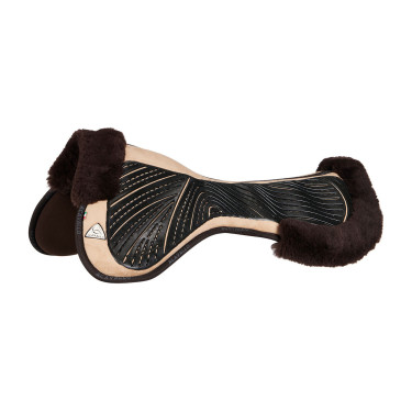 Acavallo Close Contact Classic Gel schokdemper met traagschuim en schapenvacht Zand / bruin Beige Acavallo Close Contact Classic Gel schokdemper met traagschuim en schapenvacht Zand / bruin Beige