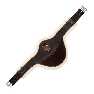 Sangle bavette obstacle en cuir et laine synthétique amovible Acavallo Marron foncé