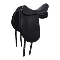 Dressuurzadel met lange kniewrongen Aachen Equestro Zwart