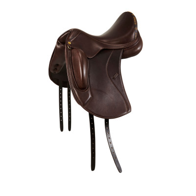 Selle de dressage Leonardo avec panneaux en laine Acavallo Marron foncé