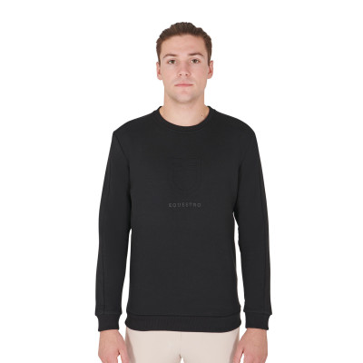 Heren winter sweatshirt met ronde hals van katoen Equestro Zwart