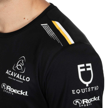 GP training T-shirt heren in technische stof met multi-logo Equestro Zwart