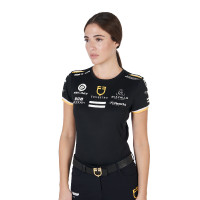 Dames trainings-T-shirt GP van technisch materiaal met multi-logo Equestro Zwart Dames trainings-T-shirt GP van technisch materiaal met multi-logo Equestro Zwart