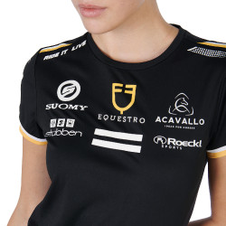 Dames trainings-T-shirt GP van technisch materiaal met multi-logo Equestro Zwart