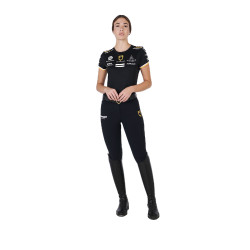 Dames trainings-T-shirt GP van technisch materiaal met multi-logo Equestro Zwart