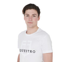 Slimfit T-shirt met logo op de borst heren Equestro Marine Marineblauw Slimfit T-shirt met logo op de borst heren Equestro Marine Marineblauw