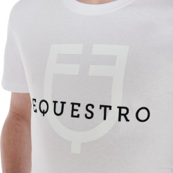 Slimfit T-shirt met logo op de borst heren Equestro Wit
