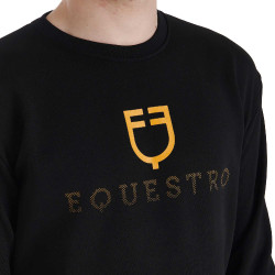 Herenkatoenen sweatshirt met logo op de borst Equestro Zwart