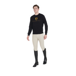 Herenkatoenen sweatshirt met logo op de borst Equestro Zwart