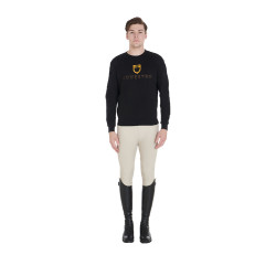 Herenkatoenen sweatshirt met logo op de borst Equestro Zwart