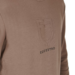 Heren winter sweatshirt met ronde hals van katoen Equestro Walnoot Bruin