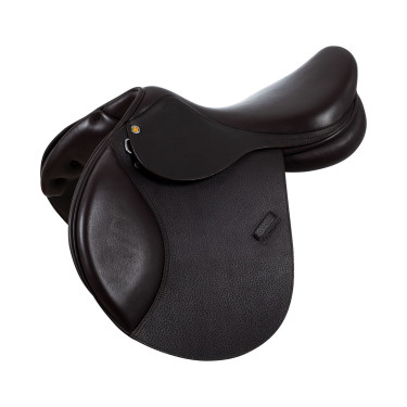 Hinderniszadel in gehamerd leer Supreme Evolution New Equestro Donkerbruin
