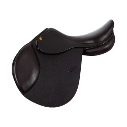 Hinderniszadel in gehamerd leer Supreme Evolution New Equestro Donkerbruin